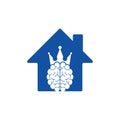 Crown brain home shape logo icon design.