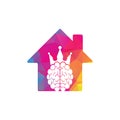 Crown brain home shape logo icon design.