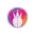 Crown brain logo icon design. Smart king vector logo