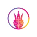 Crown brain logo icon design. Smart king vector logo