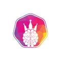 Crown brain logo icon design. Smart king vector logo