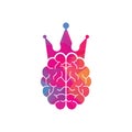 Crown brain logo icon design. Smart king vector logo