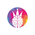 Crown brain logo icon design. Smart king vector logo