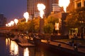 Crown Casino fire show at night Royalty Free Stock Photo