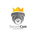 Crown CCTV Camera Logo Design Vector Template, Concept Symbol Icon Royalty Free Stock Photo