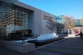 Crown Center fountain in KCMO on a snowy day Royalty Free Stock Photo