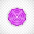 Crown chakra Sahasrara in violet color on transparent background. Isoteric flat icon. Geometric pattern. Royalty Free Stock Photo