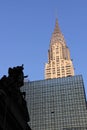 The `Crown` of the Chrysler Building, over the silhouette of the Glory of Commerce sculpture of the Grand Central, view from the 4