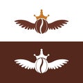 Crown Coffee Bean Wings Logo Design.