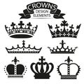 Crown collection isolated on white vector Royalty Free Stock Photo