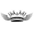 Crown. Cool emblem for rock festival, tee, tattoo. King, queen, princess.