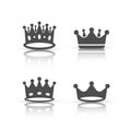Crown diadem vector icons set in flat style. Royalty crown illustration on white isolated background. King, princess royalty Royalty Free Stock Photo