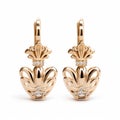 Crown And Diamond Gold Earrings With Polish Folklore Motifs Royalty Free Stock Photo