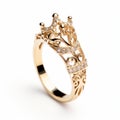 Elegant Crown Shaped Gold Ring With Intricate Patterns