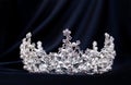 Crown with diamonds, crystals and pearl on black luxury background Royalty Free Stock Photo