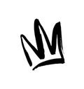 Crown doodle icon. Modern brush ink. Isolated on white background.