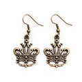 Art Nouveau Bronze Crown Earrings With Intricate Organic Designs