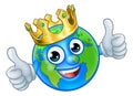 Crown Earth Globe World Mascot Cartoon Character Royalty Free Stock Photo