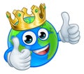 Crown Earth Globe World Mascot Cartoon Character Royalty Free Stock Photo