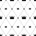 Crown elegance seamless pattern. Royal crowns fabric print, queen king luxury background. Vintage abstract graphic Royalty Free Stock Photo