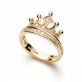 Elegant Gold Crown Ring With Diamond Accents - Hallyu Style