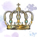 Crown in engraving style Royalty Free Stock Photo