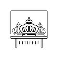 Black line icon for Crown exhibit, museum and frontlet Royalty Free Stock Photo