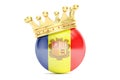 Crown with flag of Principality of Andorra, 3D rendering