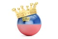 Crown with flag of Principality of Liechtenstein, 3D rendering