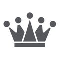 Crown glyph icon, royalty and leader, royal sign, vector graphics, a solid pattern on a white background.