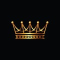 Crown. Gold symbol icon on black background Royalty Free Stock Photo