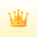 Crown golden game vector Award icon for leader or winner King or monarch, queen or princess tiara, prince headdress 3D Royalty Free Stock Photo