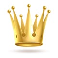 Crown golden. Gold elegant metal royal crowning isolated on white background. Queen or king, princess or prince Royalty Free Stock Photo