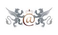Crown and Griffins Email Sign Royalty Free Stock Photo