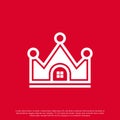Crown and House for Real Estate or Home King Logo Design Vector Illustration. Royalty Free Stock Photo