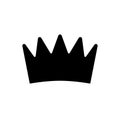 Crown icon. Black silhouette crown. Symbol king and queen. Royal. Simple outline emperor. Flat emblem. Vector illustration Royalty Free Stock Photo