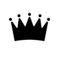 Crown icon. Black silhouette crown isolated on white background. Symbol kin, queen. Royal attribute. Vector illustration Royalty Free Stock Photo