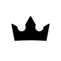 Crown icon. Black silhouette crown isolated on white background. Symbol kingdom for design prints. Leader attribute. Simple outlin