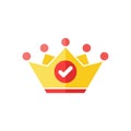 Crown icon with check sign. Authority icon and approved, confirm, done, tick, completed symbol Royalty Free Stock Photo