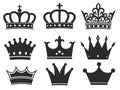 Crown icon collection. Royal diadem symbol Vector