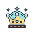 Color illustration icon for Crown, diadem and frontlet Royalty Free Stock Photo