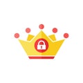 Crown icon with padlock sign. Authority icon and security, protection, privacy symbol