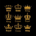 Crown icon set heraldic symbol vector illustration