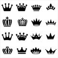 Crown icon set isolated on white background. Vector illustration of crown silhouette Royalty Free Stock Photo