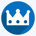 Crown Icon in trendy long shadow style isolated on soft blue background Royalty Free Stock Photo