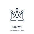 crown icon vector from tab bar and settings collection. Thin line crown outline icon vector illustration Royalty Free Stock Photo