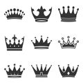 Crown Icons set in trendy flat style isolated on white background. Royal symbols for web design, logo, app, UI. Vector Royalty Free Stock Photo