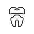 Crown ill tooth, cute vector icon illustration