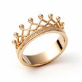 Crown-inspired Gold Ring With Diamonds - High-key Lighting Style Royalty Free Stock Photo