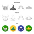 Crown, jester cap, cook, cone. Hats set collection icons in flat,outline,monochrome style vector symbol stock